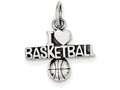 FJC Finejewelers Sterling Silver Antique I (heart) Basketball Charm