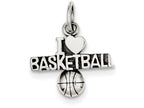 FJC Finejewelers Sterling Silver Antique I (heart) Basketball Charm