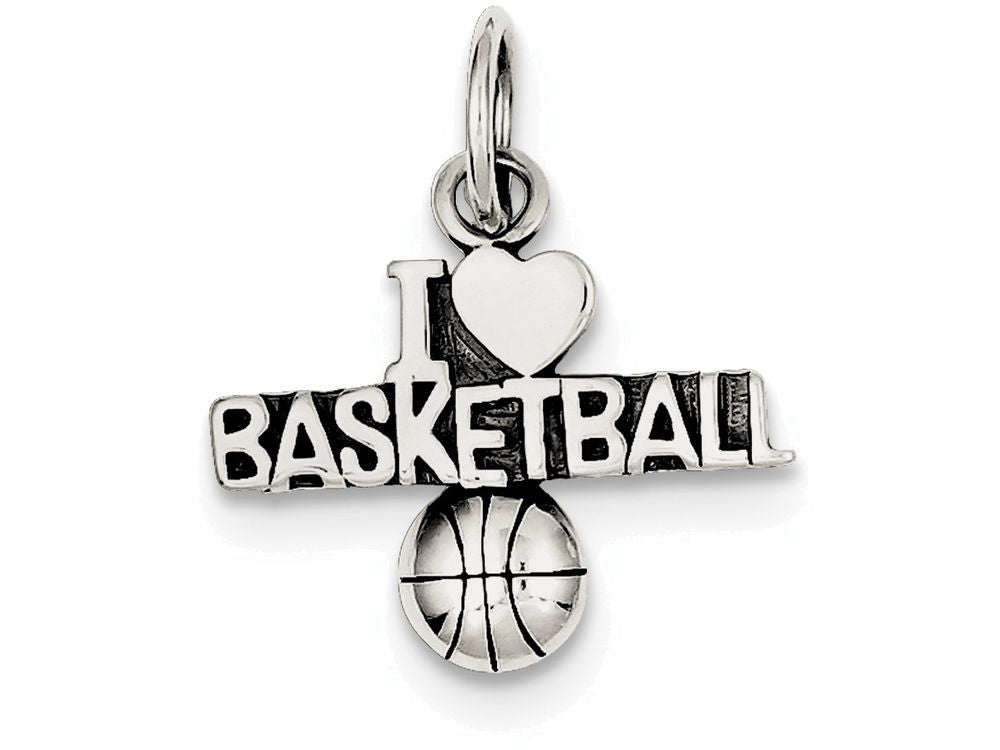 FJC Finejewelers Sterling Silver Antique I (heart) Basketball Charm
