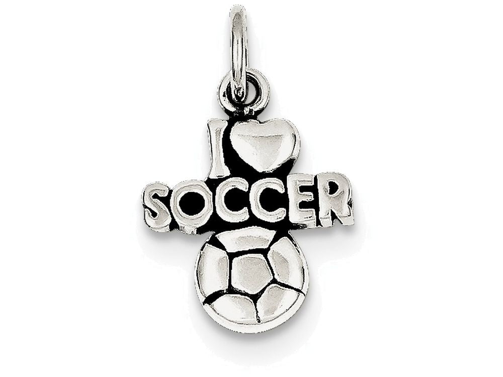 FJC Finejewelers Sterling Silver Antique I (heart) Soccer Charm