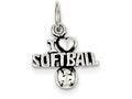 FJC Finejewelers Sterling Silver Antique I (heart) Softball Charm