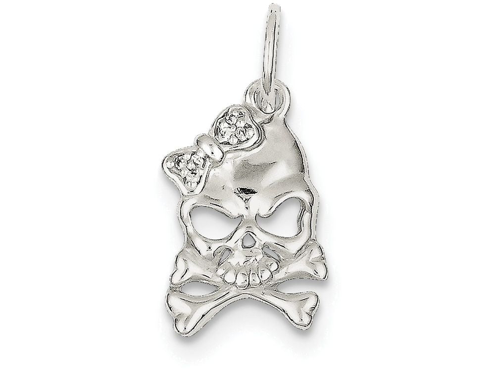 FJC Finejewelers Sterling Silver Cubic Zirconia Skull Charm