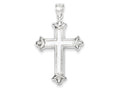 FJC Finejewelers Sterling Silver Rhodium-plated Fleur-de-lis Cross Pendant Necklace - Chain Included