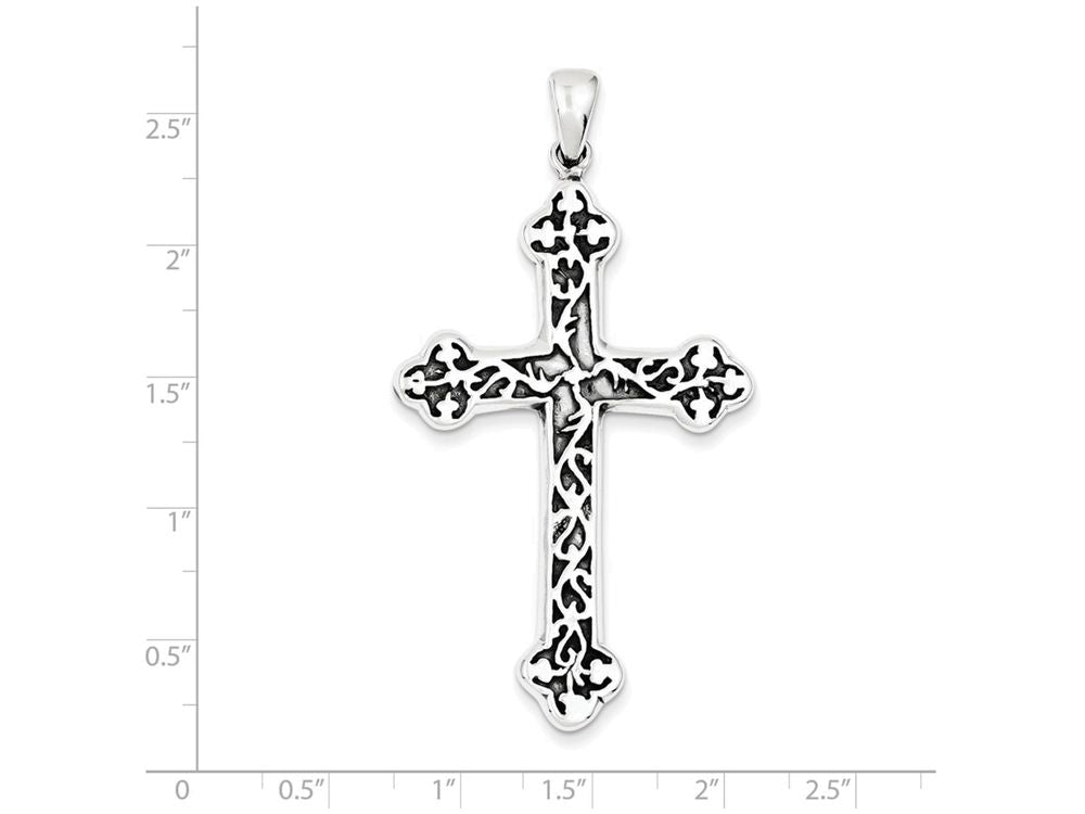 FJC Finejewelers Sterling Silver Antiqued Thorn Cross Pendant Necklace - Chain Included