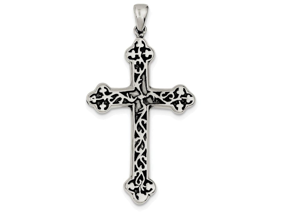 FJC Finejewelers Sterling Silver Antiqued Thorn Cross Pendant Necklace - Chain Included