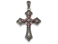 FJC Finejewelers Sterling Silver Red Cubic Zirconia and Marcasite Cross Pendant Necklace - Chain Included