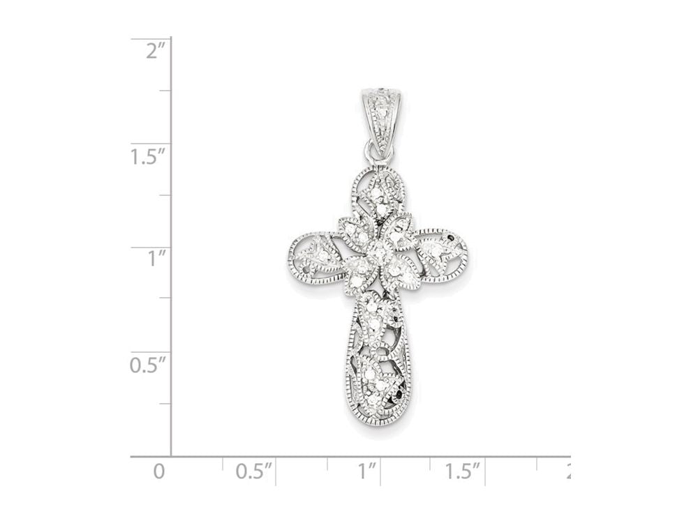 FJC Finejewelers Sterling Silver Cubic Zirconia Cross Pendant Necklace - Chain Included
