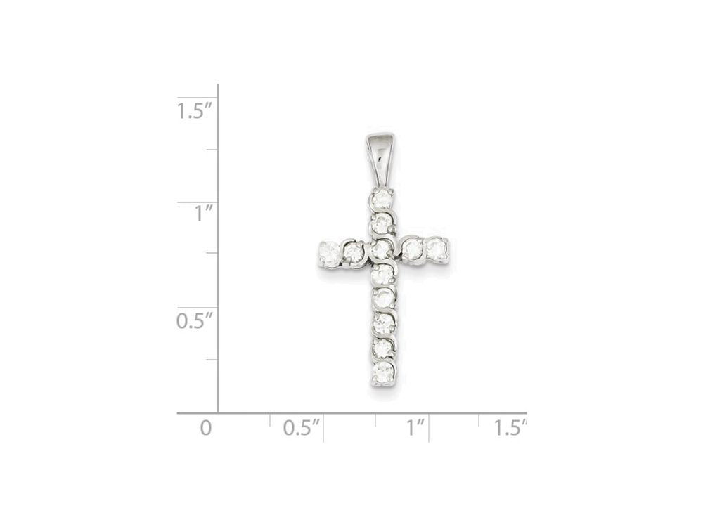 FJC Finejewelers Sterling Silver Cubic Zirconia Latin Cross Pendant Necklace - Chain Included