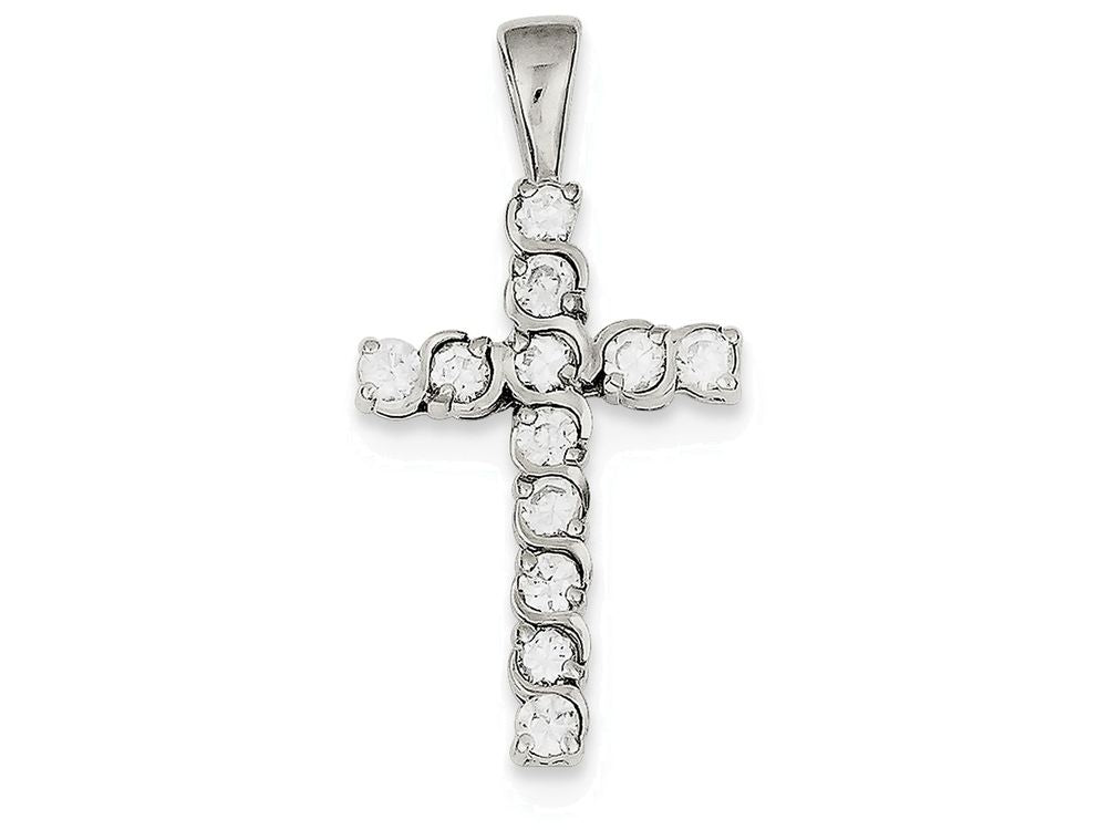 FJC Finejewelers Sterling Silver Cubic Zirconia Latin Cross Pendant Necklace - Chain Included