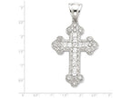 FJC Finejewelers Sterling Silver Cubic Zirconia Budded Cross Pendant Necklace - Chain Included