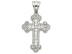 FJC Finejewelers Sterling Silver Cubic Zirconia Budded Cross Pendant Necklace - Chain Included