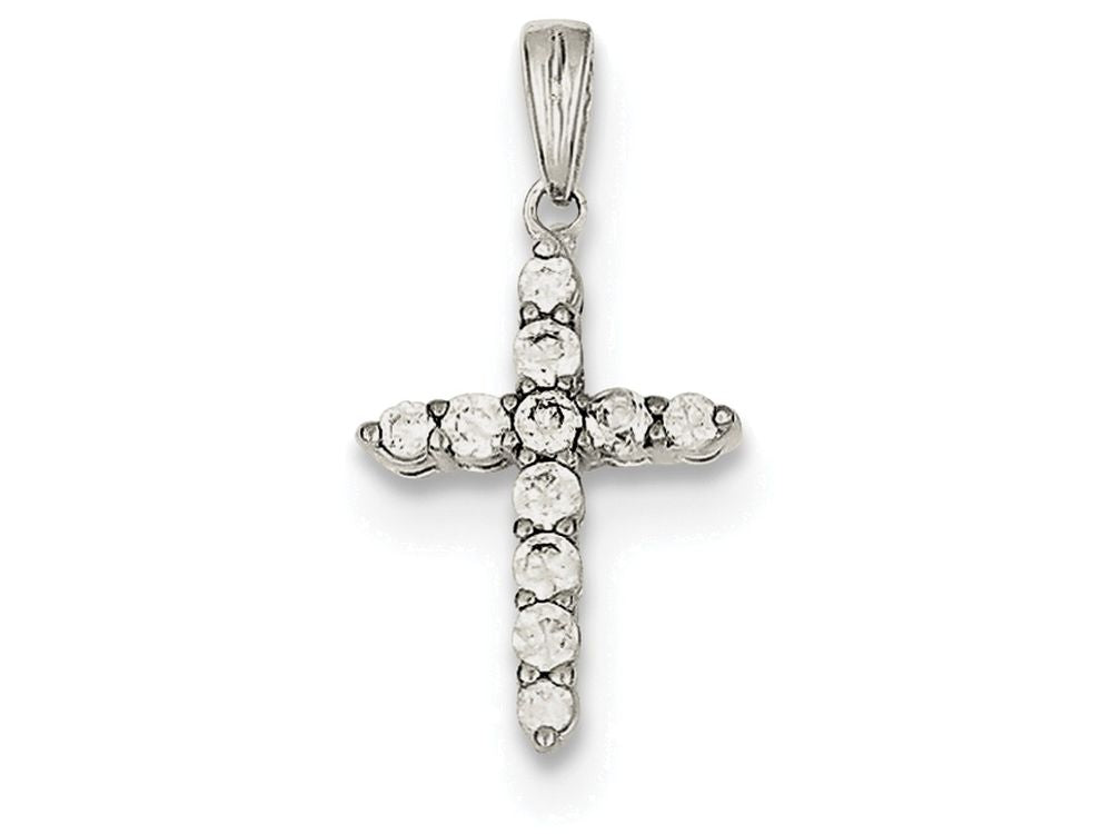 FJC Finejewelers Sterling Silver Cubic Zirconia Cross Pendant Necklace - Chain Included