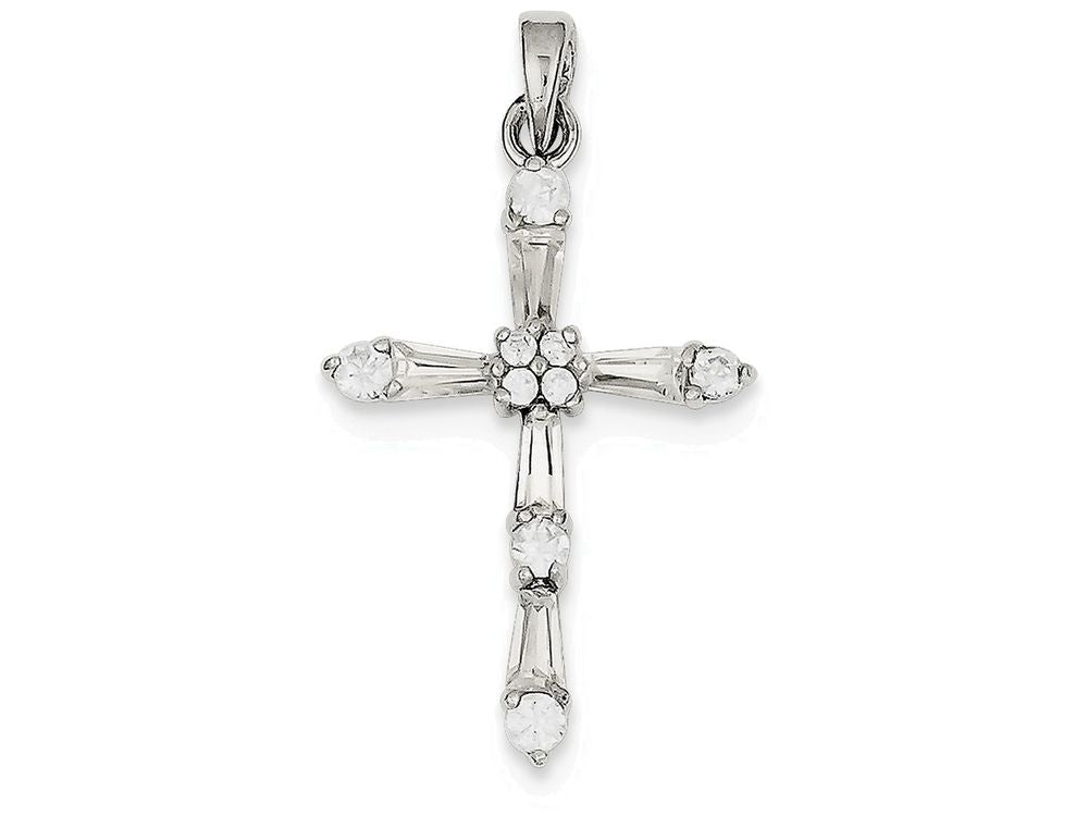 FJC Finejewelers Sterling Silver Cubic Zirconia Cross Pendant Necklace - Chain Included