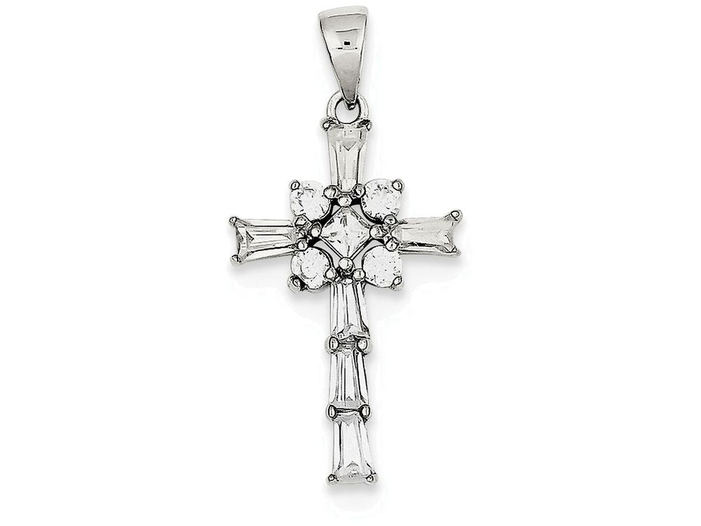 FJC Finejewelers Sterling Silver Cubic Zirconia Latin Cross Pendant Necklace - Chain Included