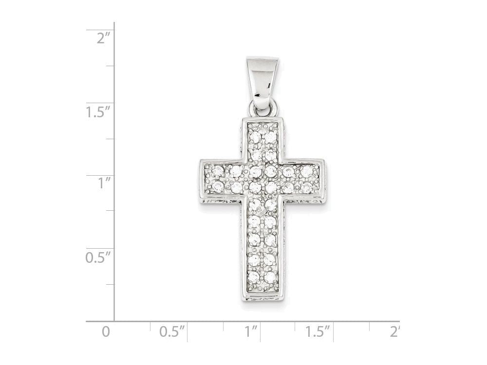 FJC Finejewelers Sterling Silver Cubic Zirconia Latin Cross Pendant Necklace - Chain Included