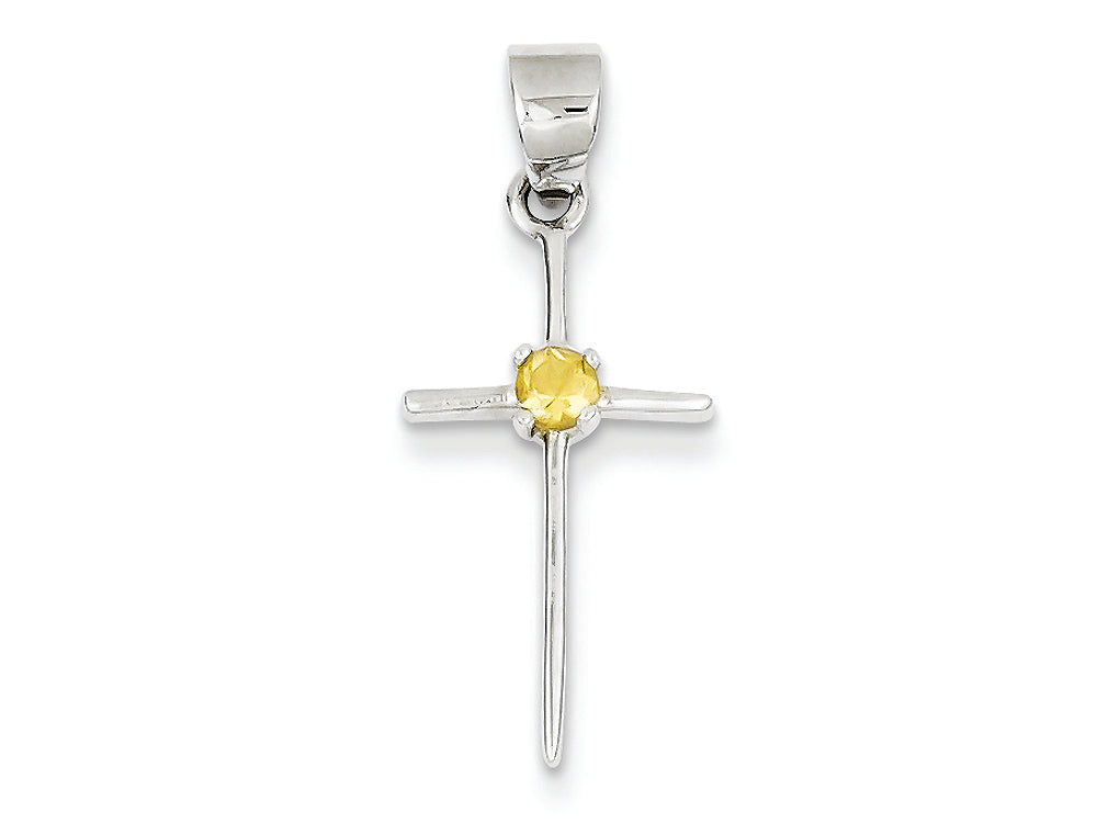 FJC Finejewelers Sterling Silver Citrine Cross Pendant Necklace - Chain Included