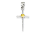 FJC Finejewelers Sterling Silver Citrine Cross Pendant Necklace - Chain Included
