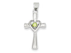 FJC Finejewelers Sterling Silver Peridot Heart Cross Pendant Necklace - Chain Included