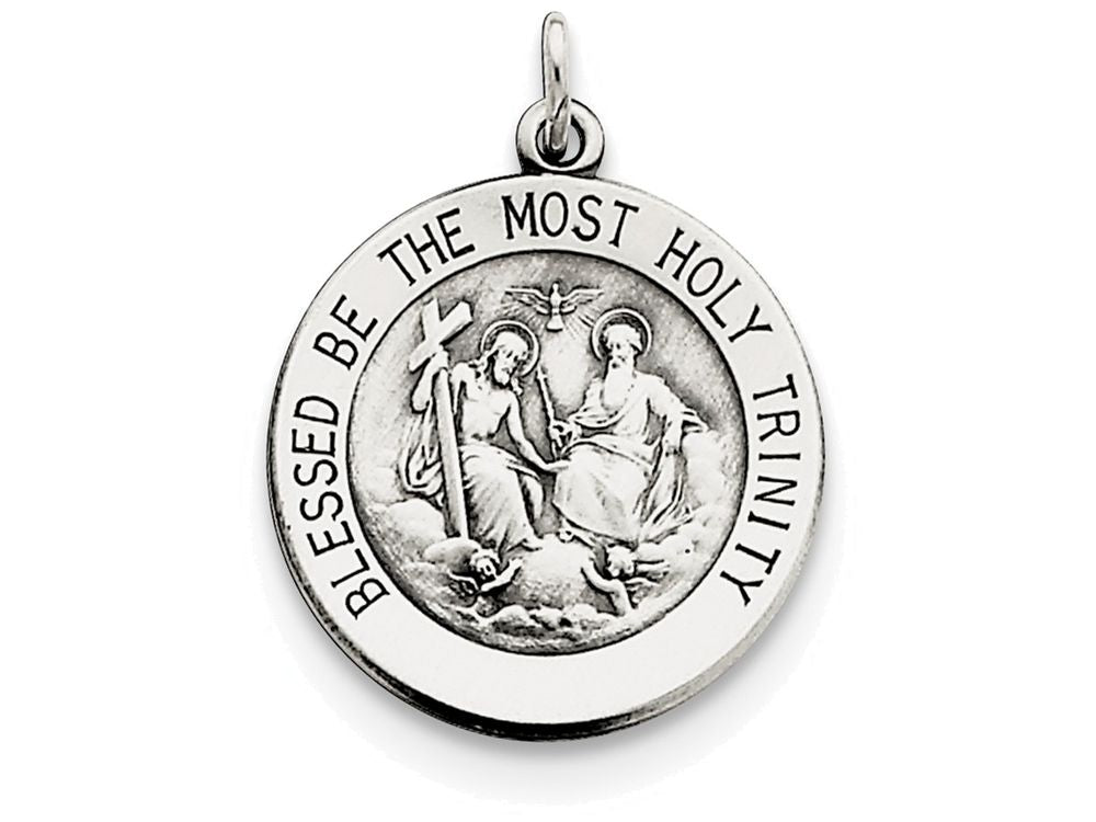 FJC Finejewelers Sterling Silver Antiqued Holy Trinity Medal Pendant Necklace - Chain Included