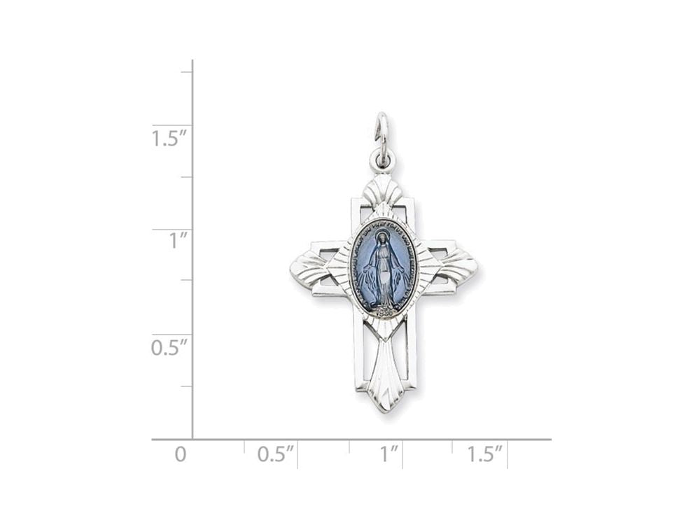 FJC Finejewelers Sterling Silver Miraculous Medal Cross Pendant Necklace - Chain Included