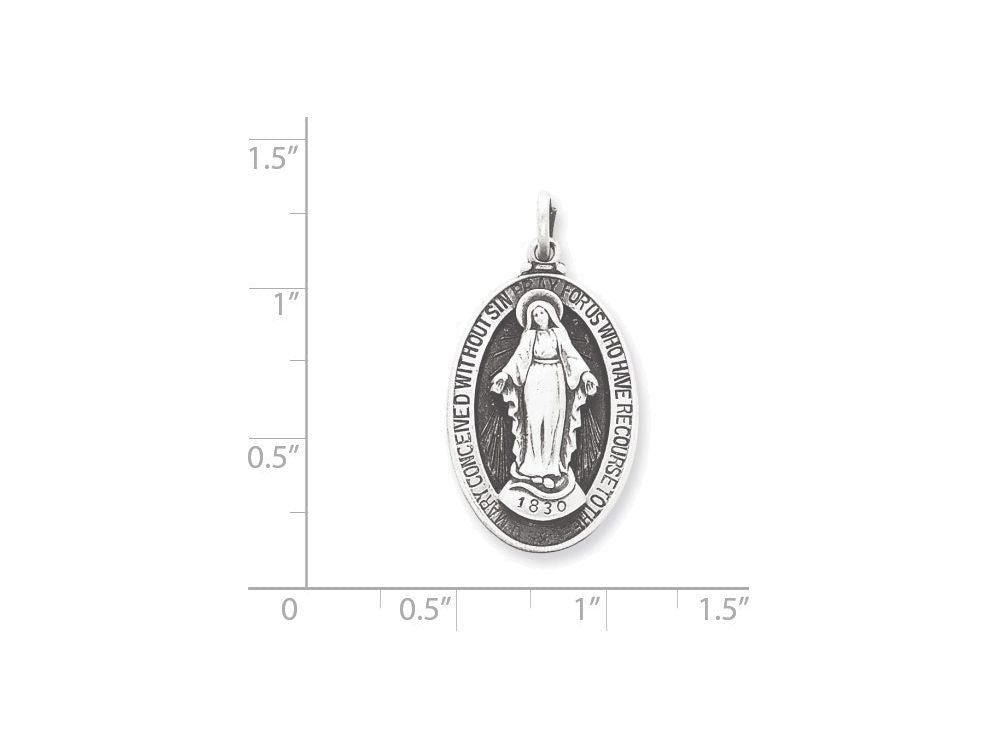 FJC Finejewelers Sterling Silver Antiqued Miraculous Medal Pendant Necklace - Chain Included