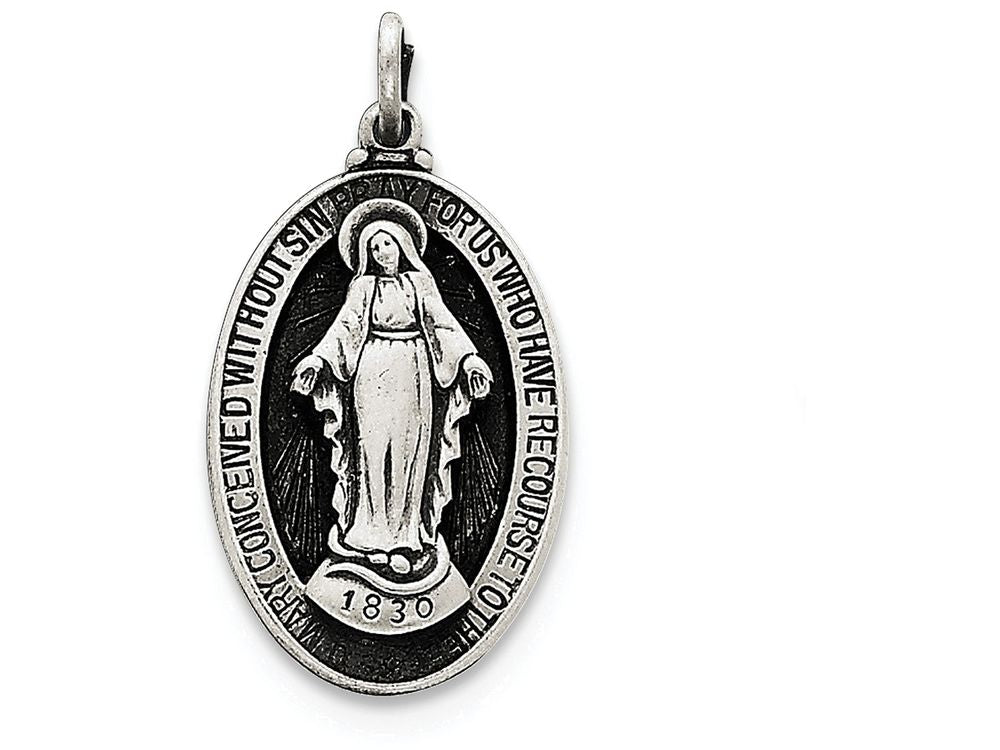 FJC Finejewelers Sterling Silver Antiqued Miraculous Medal Pendant Necklace - Chain Included