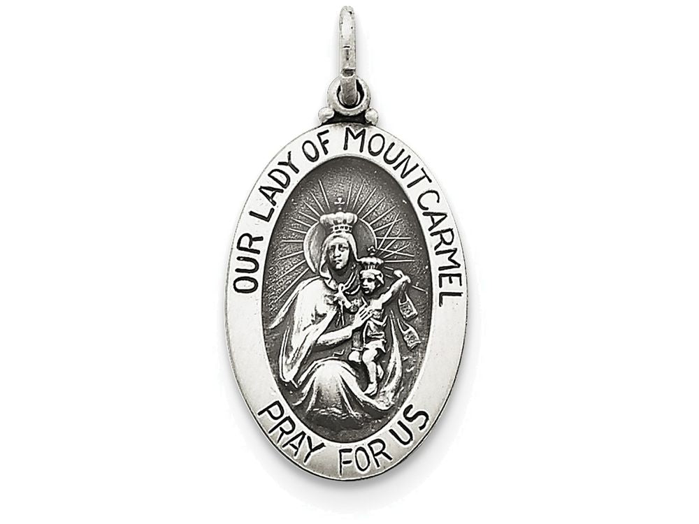 FJC Finejewelers Sterling Silver Antiqued Our Lady Of Mount Carmel Medal Pendant Necklace - Chain Included