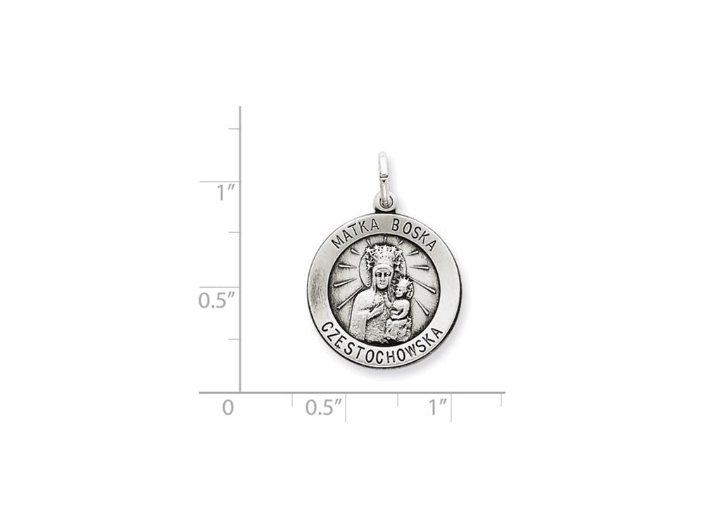 FJC Finejewelers Sterling Silver Antiqued Matka Boska Medal Pendant Necklace - Chain Included