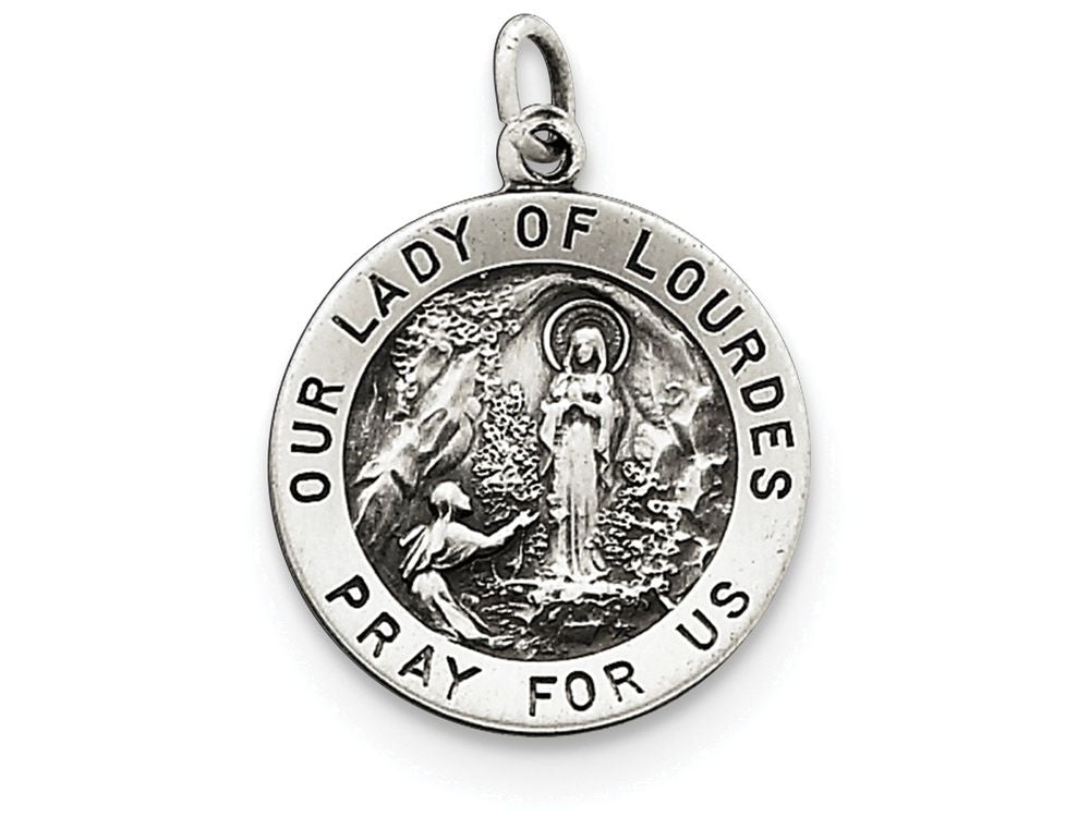 FJC Finejewelers Sterling Silver Antiqued Our Lady Of Lourdes Medal Pendant Necklace - Chain Included