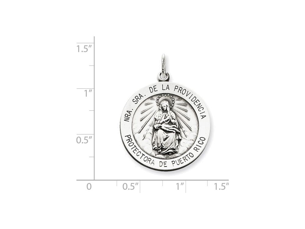 FJC Finejewelers Sterling Silver Antiqued De La Providencia Medal Pendant Necklace - Chain Included