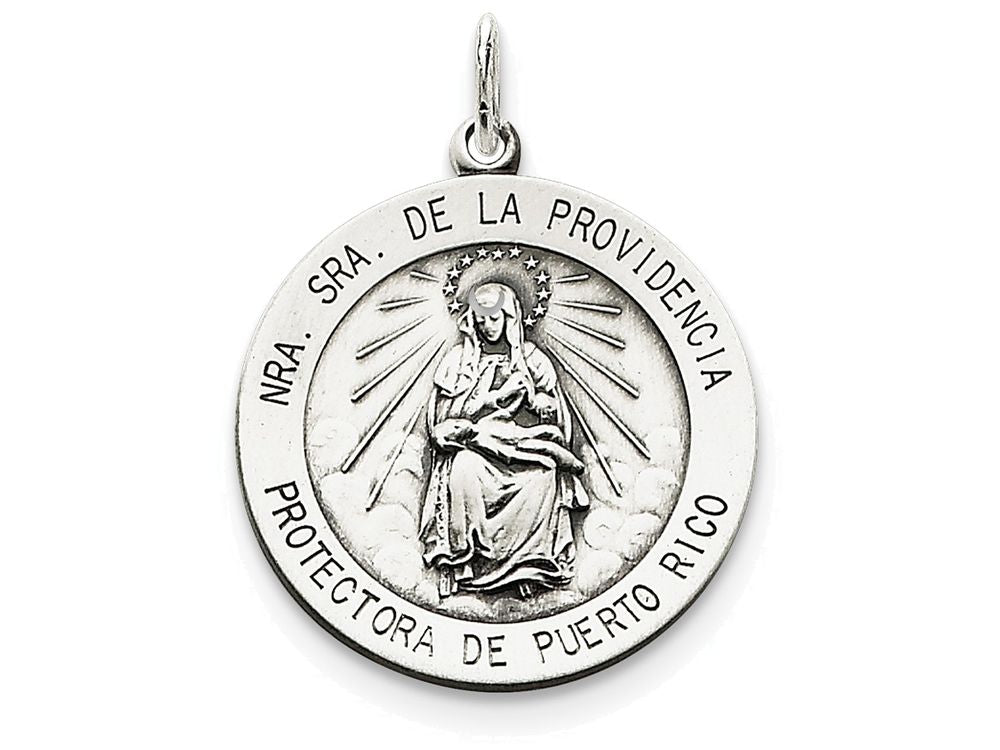 FJC Finejewelers Sterling Silver Antiqued De La Providencia Medal Pendant Necklace - Chain Included