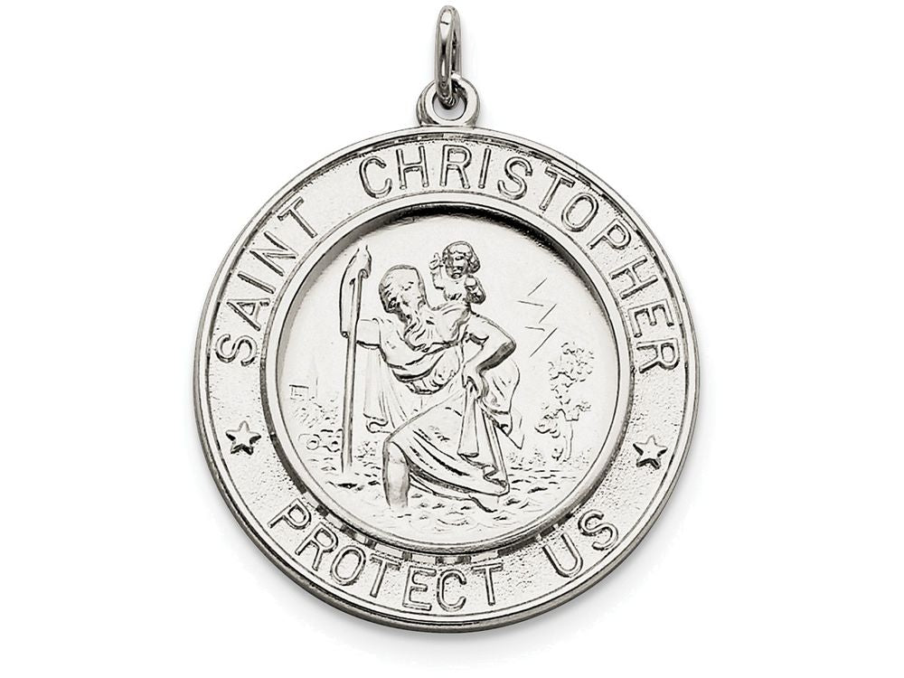 FJC Finejewelers Sterling Silver Saint Christopher Medal Pendant Necklace - Chain Included