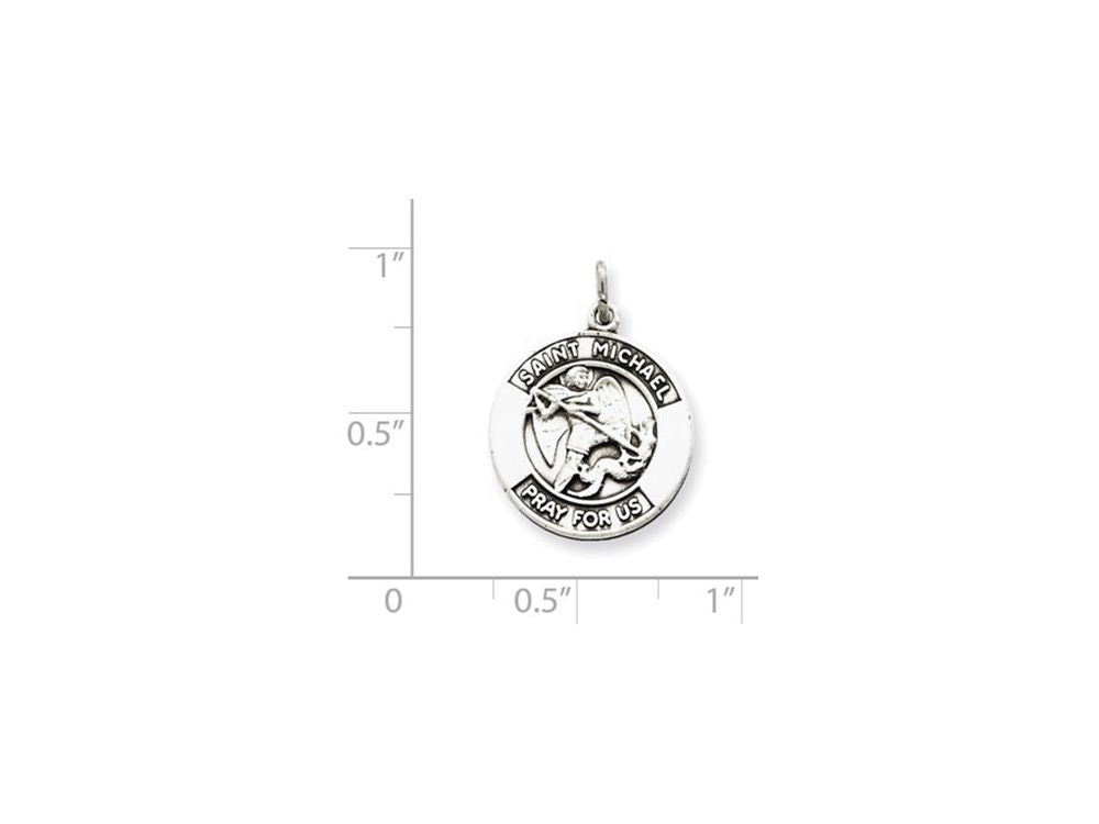 FJC Finejewelers Sterling Silver Antiqued Saint Michael Medal Pendant Necklace - Chain Included