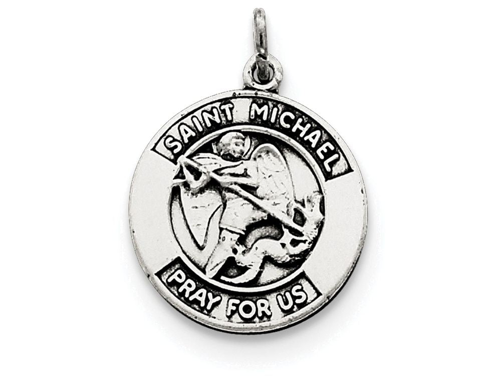FJC Finejewelers Sterling Silver Antiqued Saint Michael Medal Pendant Necklace - Chain Included