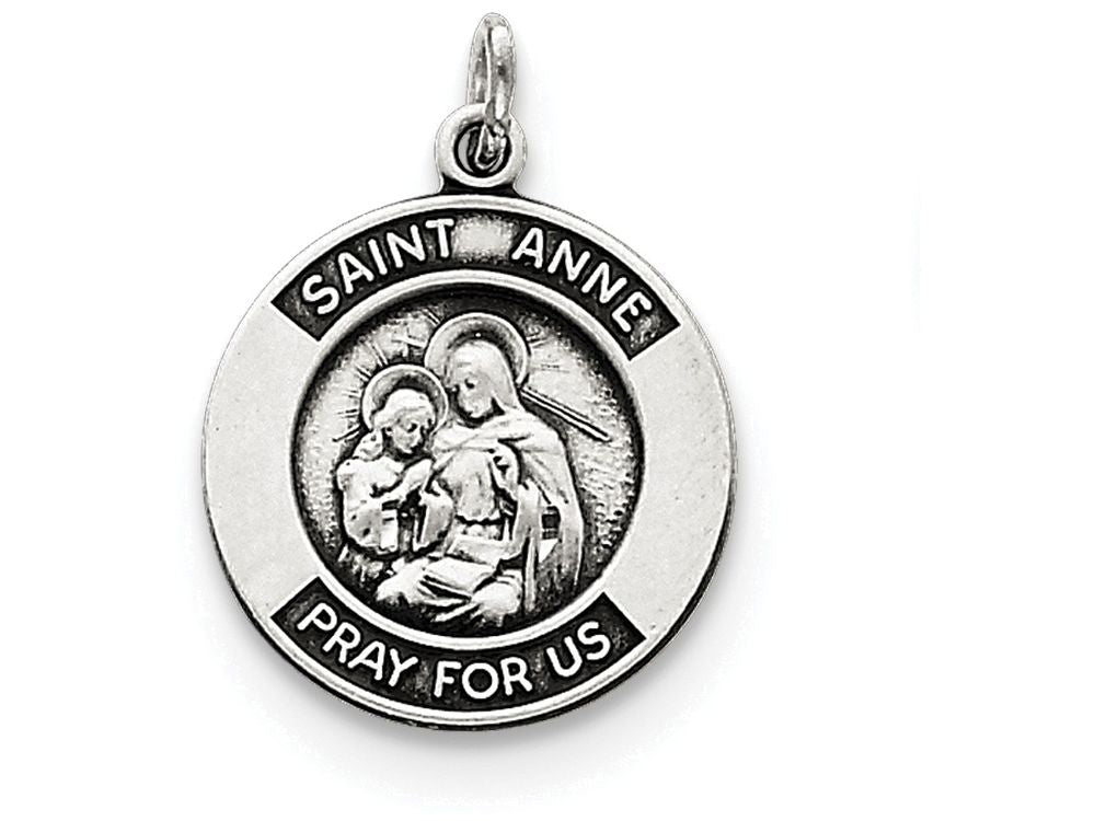 FJC Finejewelers Sterling Silver Antiqued Saint Anne Medal Pendant Necklace - Chain Included