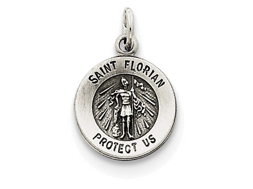 FJC Finejewelers Sterling Silver Antiqued Saint Florian Medal Pendant Necklace - Chain Included