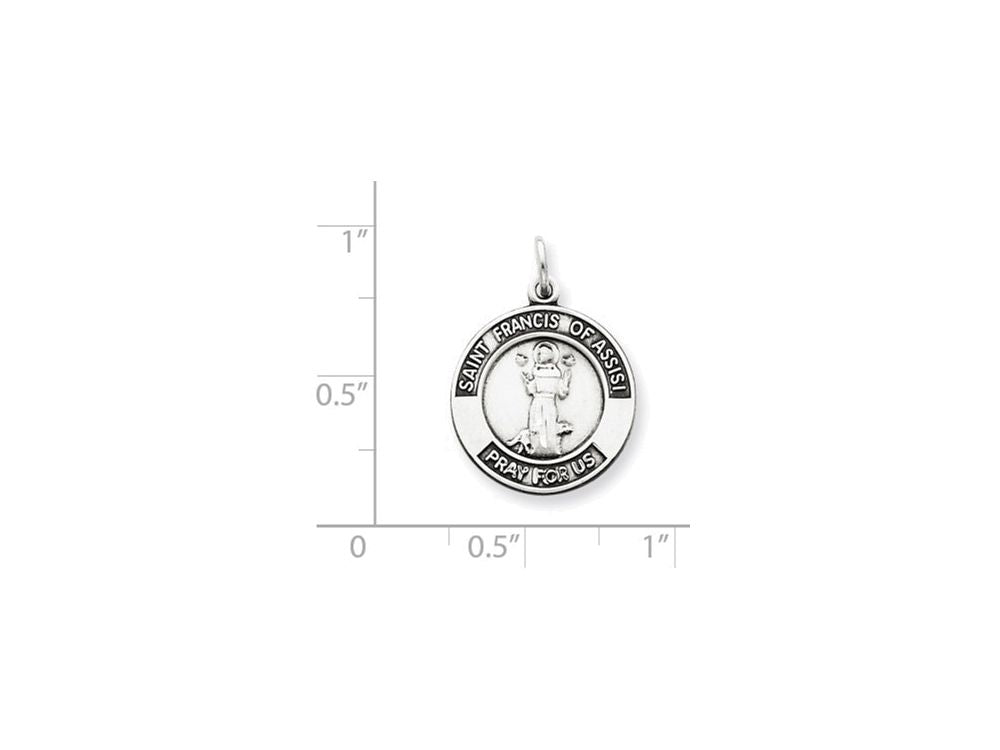 FJC Finejewelers Sterling Silver Antiqued Saint Francis Of Assisi Medal Pendant Necklace - Chain Included