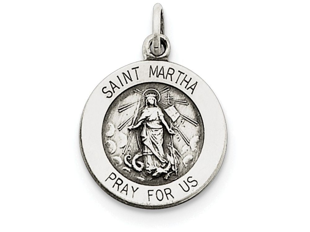 FJC Finejewelers Sterling Silver Antiqued Saint Martha Medal Pendant Necklace - Chain Included