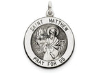 FJC Finejewelers Sterling Silver Antiqued Saint Matthew Medal Pendant Necklace - Chain Included