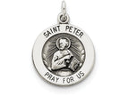 FJC Finejewelers Sterling Silver Antiqued Saint Peter Medal Pendant Necklace - Chain Included