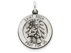 FJC Finejewelers Sterling Silver Antiqued Saint Roch Medal Pendant Necklace - Chain Included