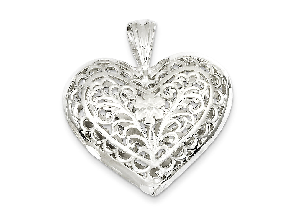 FJC Finejewelers Sterling Silver Filigree Heart Charm