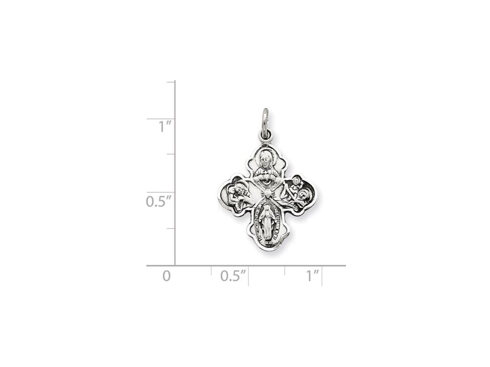 FJC Finejewelers Sterling Silver Antiqued 4-way Medal Pendant Necklace - Chain Included