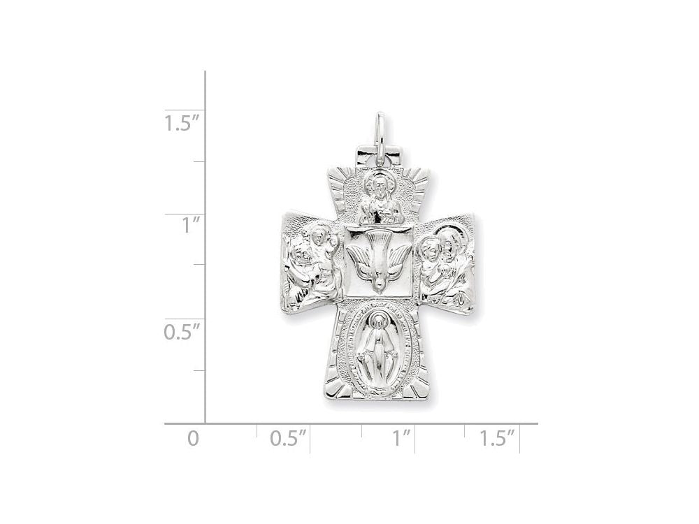 FJC Finejewelers Sterling Silver 4-way Medal Pendant Necklace - Chain Included