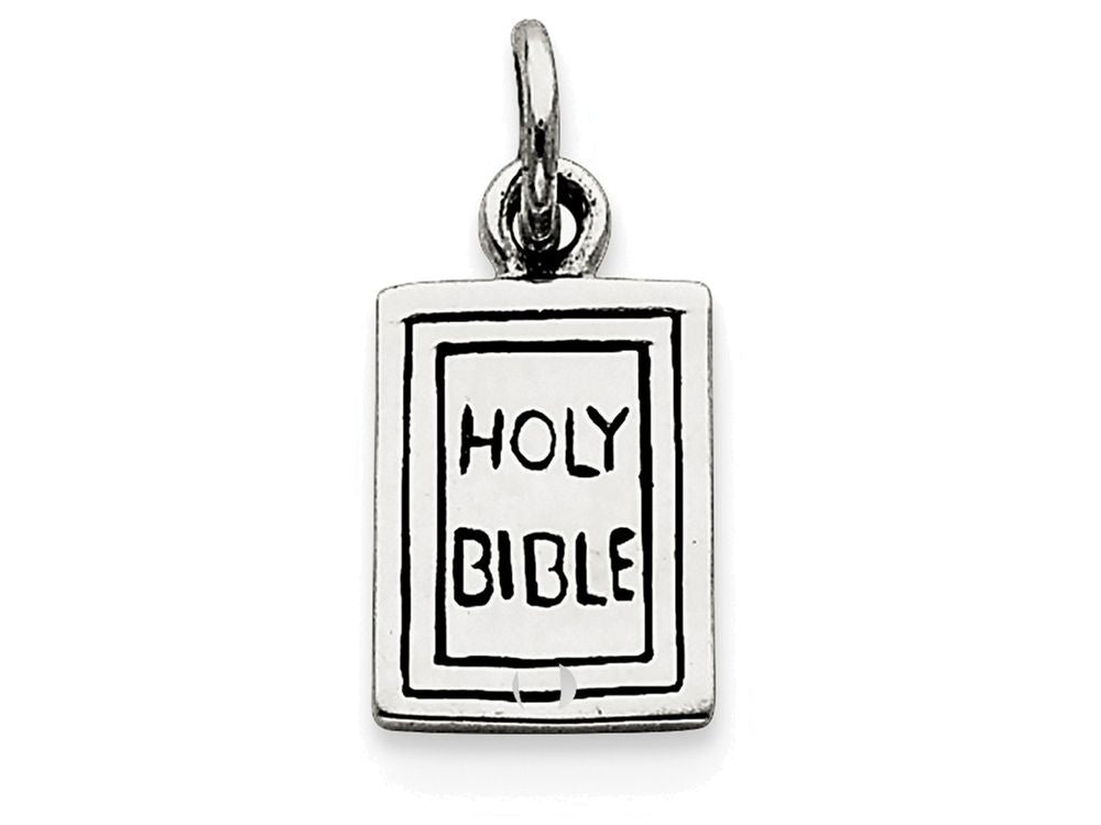 FJC Finejewelers Sterling Silver Antiqued Holy Bible Charm