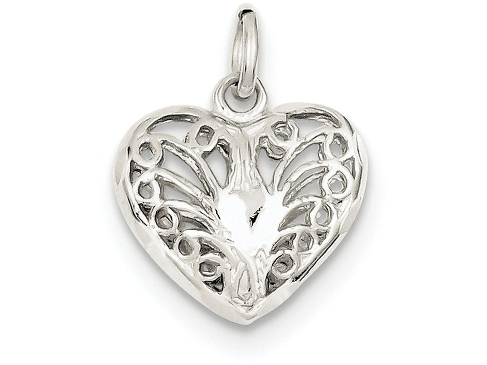 FJC Finejewelers Sterling Silver Filigree Heart Charm