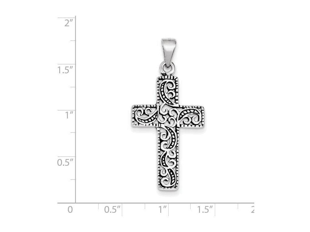 FJC Finejewelers Sterling Silver Antiqued Scroll Cross Pendant Necklace - Chain Included