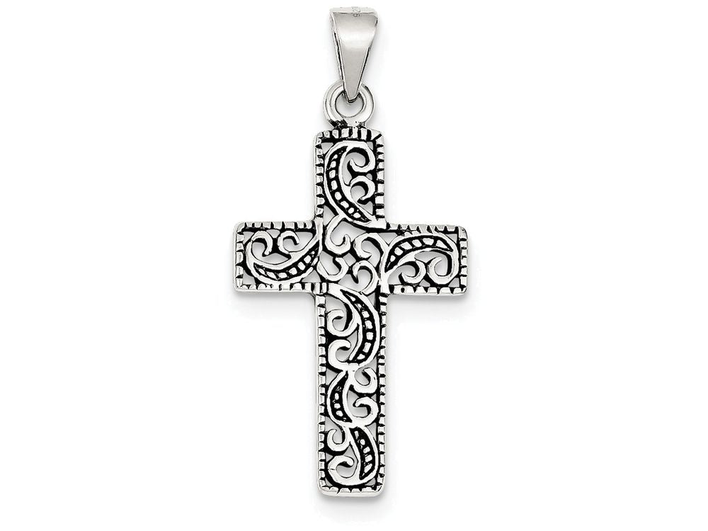 FJC Finejewelers Sterling Silver Antiqued Scroll Cross Pendant Necklace - Chain Included