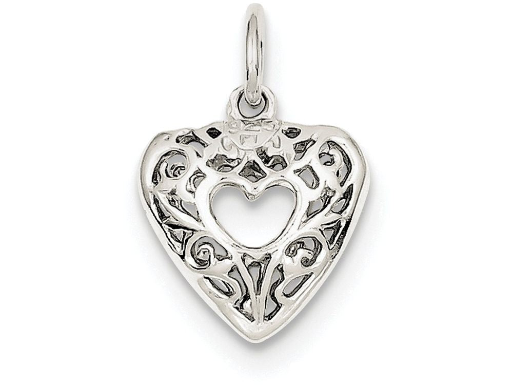 FJC Finejewelers Sterling Silver Filigree Heart Charm
