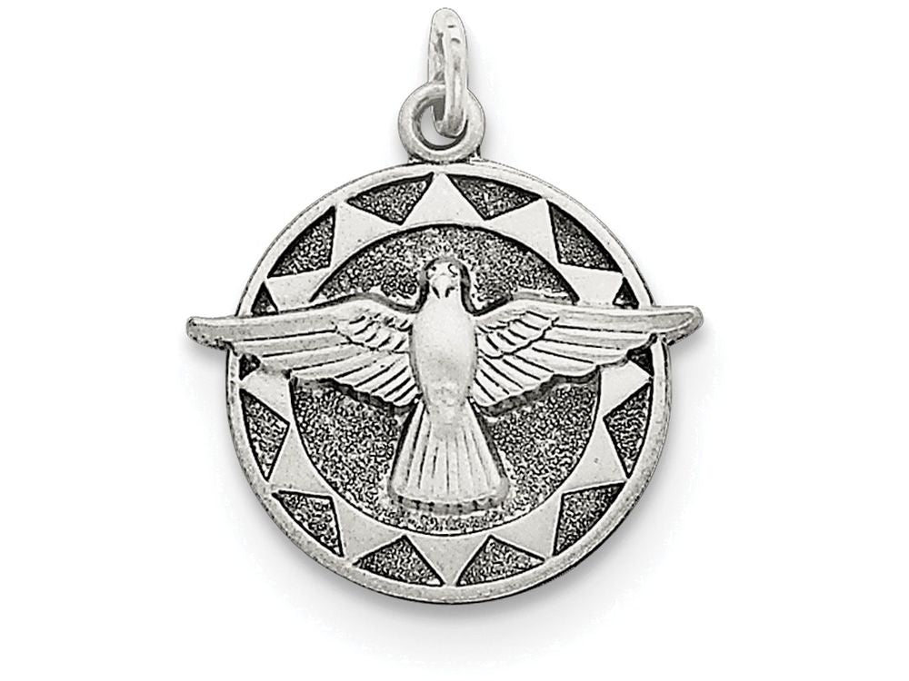 FJC Finejewelers Sterling Silver Antiqued Holy Spirit Medal Pendant Necklace - Chain Included